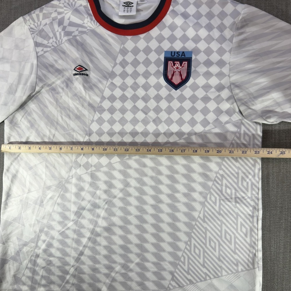 USA Jersey Mens XL White Soccer Umbro Geometric Pattern Short Sleeve Shirt - Picture 5 of 7